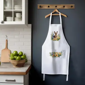 Purely Home Pet Animals & Flowers Rabbit Apron - Floral Gifts for Her - Cooking & Baking