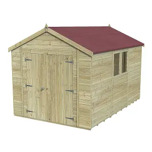 Forest Garden Timberdale 12x8 ft Apex Wooden 2 door Shed with floor (Base included) - Assembly service included