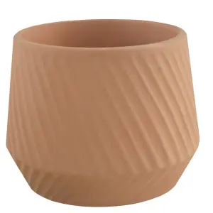 Verve Lummi Terracotta Slanting stripes Clay Plant pot (Dia) 17cm, (H)13cm