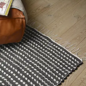 ProHeeder Handmade Recycled Cotton Area Rug - Black and White Stripe  (140 x 70cm)