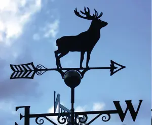 Stag Weathervane - Solid Steel - W61 x H88 cm - Black