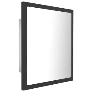 Berkfield LED Bathroom Mirror Grey 40x8.5x37 cm Engineered Wood