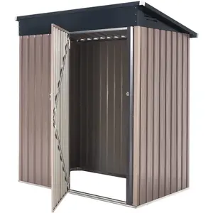 5 Ft. W x 3 Ft. D Metal Lean-To Garden Shed Brown