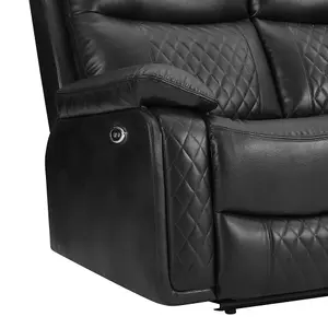 Carson 2 Seater Electric Recliner, Black Air Leather