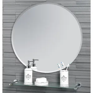 Showerdrape Fitzrovia Round Wall Mounted Frameless Bevelled Edge Bathroom Mirror 60 x 60cm