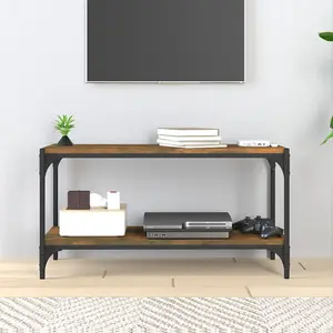 Berkfield TV Cabinet Smoked Oak 80x33x41 cm Engineered Wood and Steel