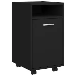 Berkfield Side Cabinet with Wheels Black 33x38x60 cm Engineered Wood