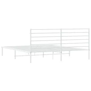 Berkfield Metal Bed Frame with Headboard White 183x213 cm