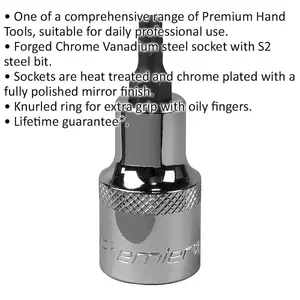 T27 TRX Star Socket Bit - Premium S2 Steel with Knurled Grip for 1/2" Drive