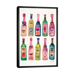 Champagne by Cat Coquillette - Painting on Canvas Black Floater Framed / 101.6cm H x 66.04cm W x 3.81cm D