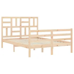 Berkfield Bed Frame with Headboard Small Double Solid Wood