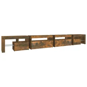 Berkfield TV Cabinet with LED Lights Smoked Oak 290x36.5x40 cm