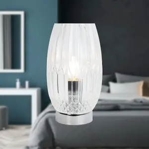 First Choice Lighting Facet Chrome with Clear Faceted Glass Table Lamp