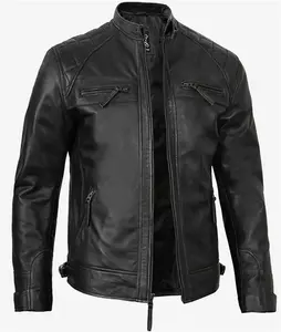 Black Slim Fit Leather Jacket | Mens Motorcycle Leather Jacket