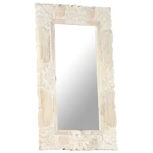 Berkfield Mirror White 80x50 cm Solid Mango Wood