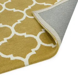 Yellow Wool Handmade Luxurious Modern Easy to Clean Geometric Rug For Dining Room Bedroom And Living Room-200cm X 290cm