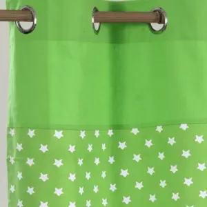 Homescapes Cotton Stars Green Ready Made Eyelet Curtain Pair, 117 x 137 cm Drop