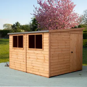 Shire Norfolk Workshop Pent Shed 10x8 Double Door 19mm Loglap Style B