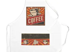 Purely Home Retro Drinks Apron - 1950s Diner Style Coffee Themed Cooking & Baking Gift