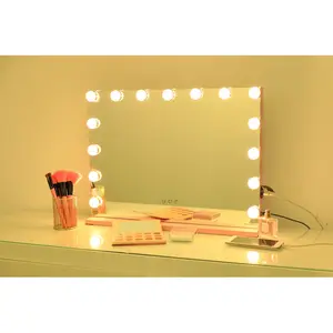 Metal Flat LED Floor Mirror Pink