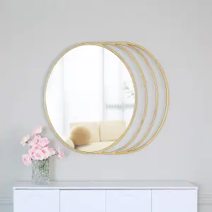 Prague Round Mirror Gold Weather Resistant Wall Mount