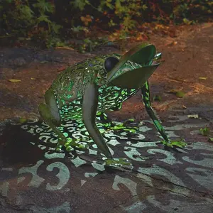 Solar Garden Frog Ornament Silhouette Outdoor Light Decor Animal Novelty Pond