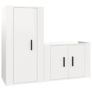 Berkfield 2 Piece TV Cabinet Set High Gloss White Engineered Wood