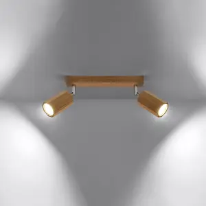 Zake Wood Bronze 2 Light Classic Ceiling Light