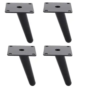 Set of 4 Black Tapered Industrial Metal Coffee Table Legs Furniture Leg Cabinet Feet H 12 cm