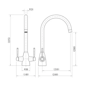 Matt Black Dual Lever Kitchen Sink Mixer Tap Swivel Spout & Basket Strainer Waste