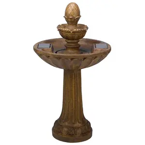 Solar Powered Queensbury Fountain - 3 Tier Stone Effect Outdoor Garden Cascading Water Feature - H85.5 x 47.5cm Diameter