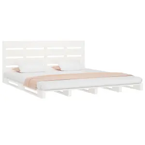 Berkfield Bed Frame White 180x200 cm Solid Wood Pine 6FT Super King