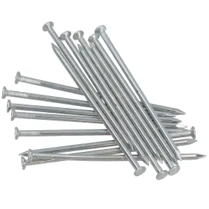 3mm x 100mm Round Headed Wire nails For Concrete Brick Wood 16pc Zinc Plated