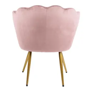 Flora Accent Chair with Petal Back Scallop Armchair in Velvet - Silver Pink