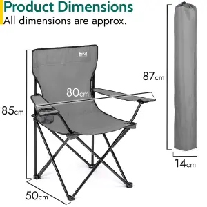 Folding Camping Chair Lightweight Portable With Cup Holder Fishing Outdoor Grey Trail