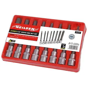 Hex Bit Set - 8 piece 1/2 drive Extra Long (Neilsen CT1275)