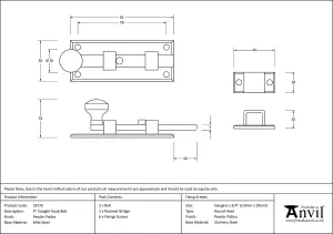 From The Anvil Pewter 4 Inch Straight Knob Bolt