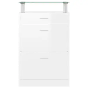 Berkfield Shoe Cabinet High Gloss White 63x24x104 cm Engineered Wood