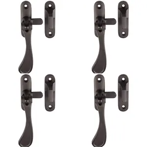 4 PACK - Spoon End Reversible Casement Window Fastener Handle 103mm Length Matt Bronze