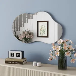 Asymmetrical Metal Framed Wall Accent Mirror Silver / 109.2cm H x 55.1cm W