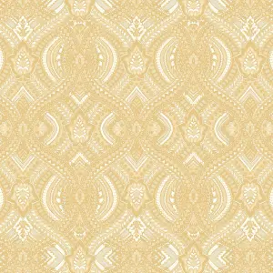 Hoopla Walls Gold Ogee Damask Smooth Matt Wallpaper