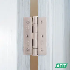 AFIT Satin Nickel Door Hinges - 3 Inch / 76mm  Internal Fire Door Hinges - 3 Pairs