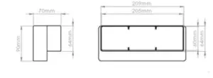 Verplas 220mm x 90mm to 204mm x 60mm Air Brick Reducer White Rigid Duct