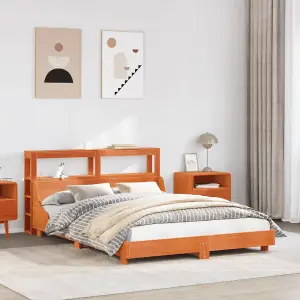 Berkfield Bed Frame without Mattress Wax Brown 135x190 cm Double Solid Wood Pine