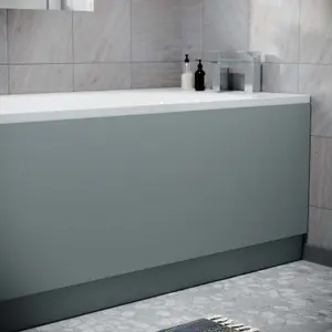 Nes Home Matt Grey 1800mm Water Proof Durable PVC Front Bath Panel 15mm Thick