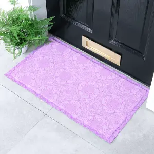 Lilac Flower Pattern Indoor & Outdoor Doormat - 70x40cm