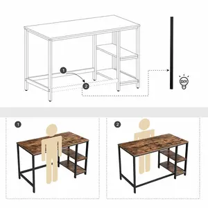 Vaillancourt Desk Black / Rustic Brown / 75cm H x 120cm W x 60cm D