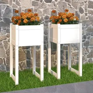 Berkfield Planters 2 pcs White 40x40x81 cm Solid Wood Pine