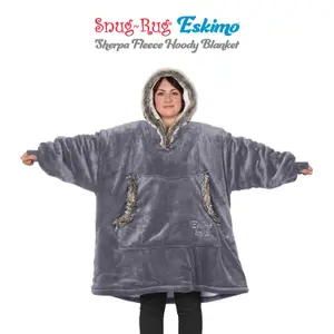 Snug Rug Eskimo - Lilac Grey Wearable Blanket Oversized Hoodie Blankets for Adults Hooded