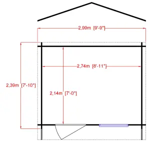 Shire Bucknells 10x8 ft Toughened glass & 1 window Apex Wooden Cabin